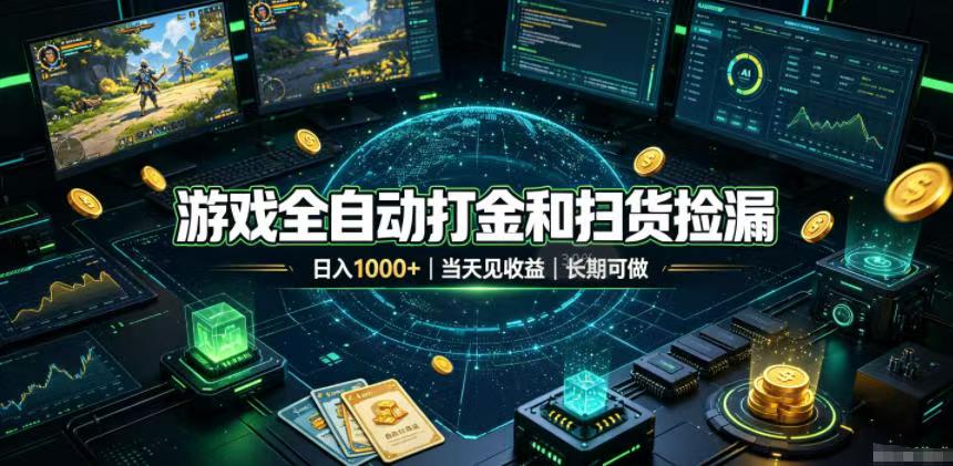 （19647期）游戏全自动打金和扫货捡漏，日入1000+，当天见收益，长期可做！-翌晨科技网