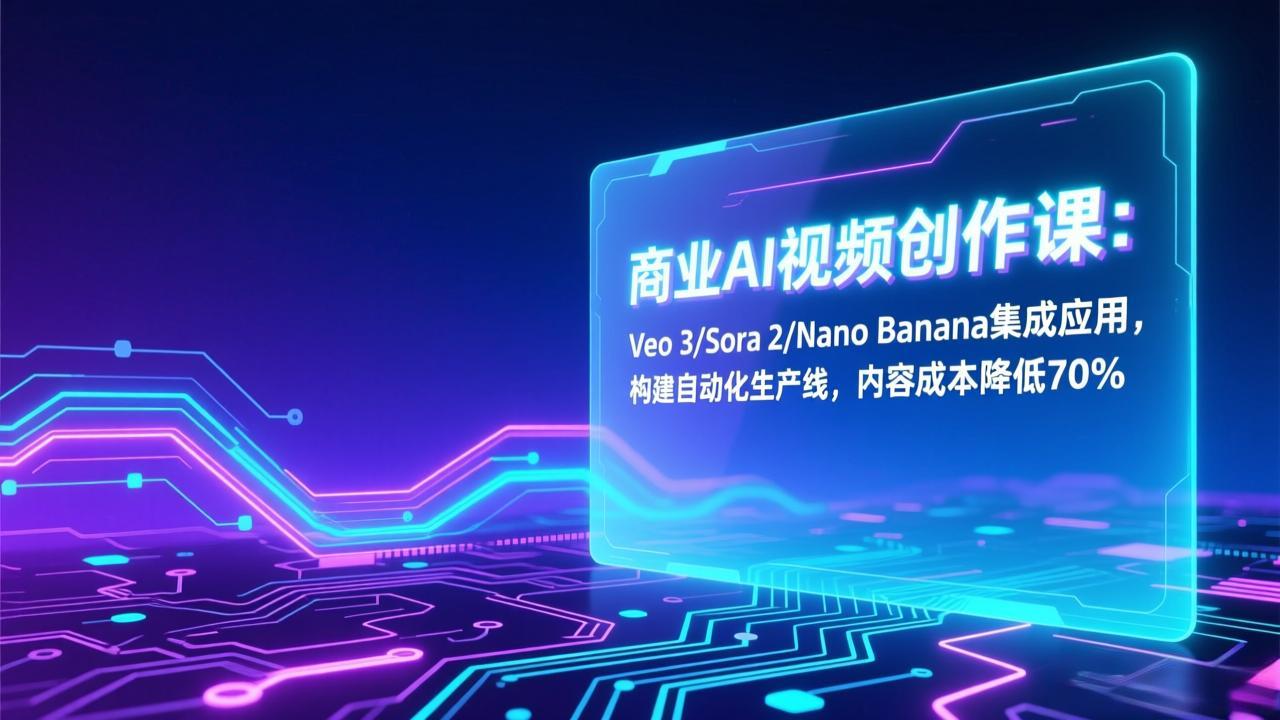 （17070期）商业AI视频创作课：Veo 3/Sora 2/Nano Banana集成应用，构建自动化生产线，内容成本降低70%-翌晨科技网