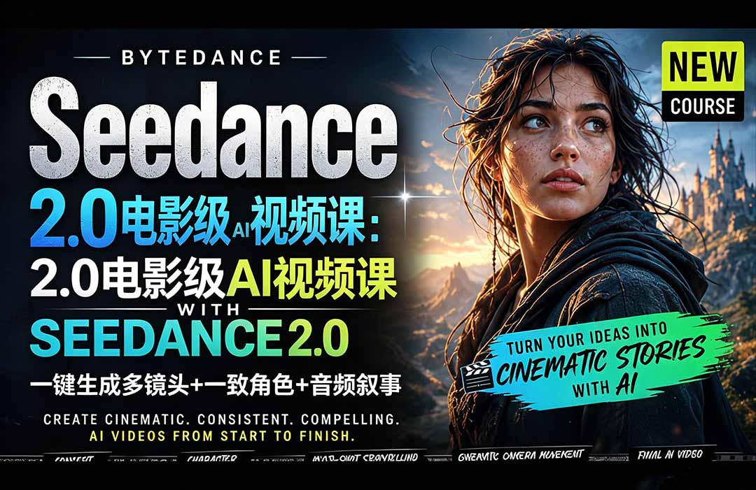 （18415期）Seedance 2.0电影级AI视频课：一键生成多镜头+一致角色+音频叙事-翌晨科技网