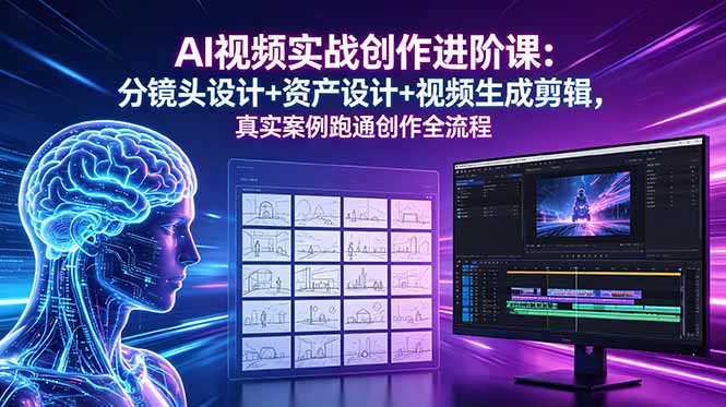 （18596期）AI视频实战创作进阶课：分镜头设计+资产设计+视频生成剪辑，真实案例跑通创作全流程-翌晨科技网