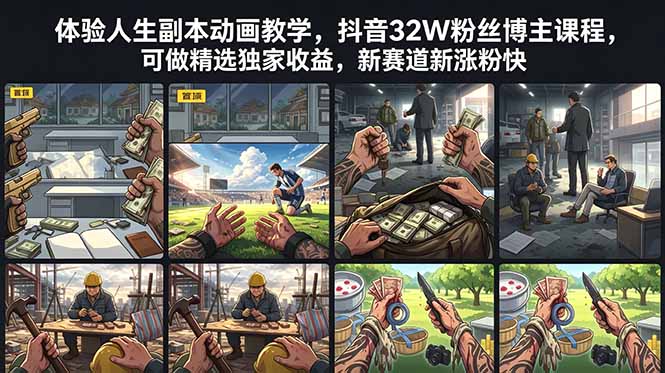 （18826期）体验人生副本动画教学， 抖音32W粉丝博主课程，可做精选独家收益，新赛道新涨粉快-翌晨科技网
