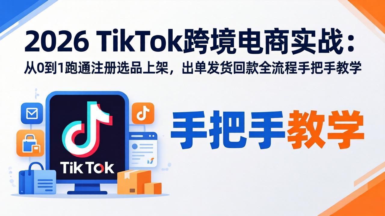 （17850期）2026TikTok跨境电商实战：从0到1跑通注册选品上架，出单发货回款全流程手把手教学-翌晨科技网