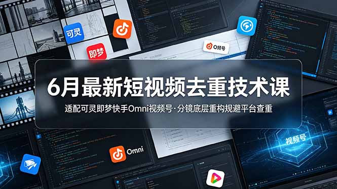 (19031期)6月最新短视频去重技术课,适配可灵即梦快手Omni视频号,分镜底层重构规避平台查重-翌晨科技网