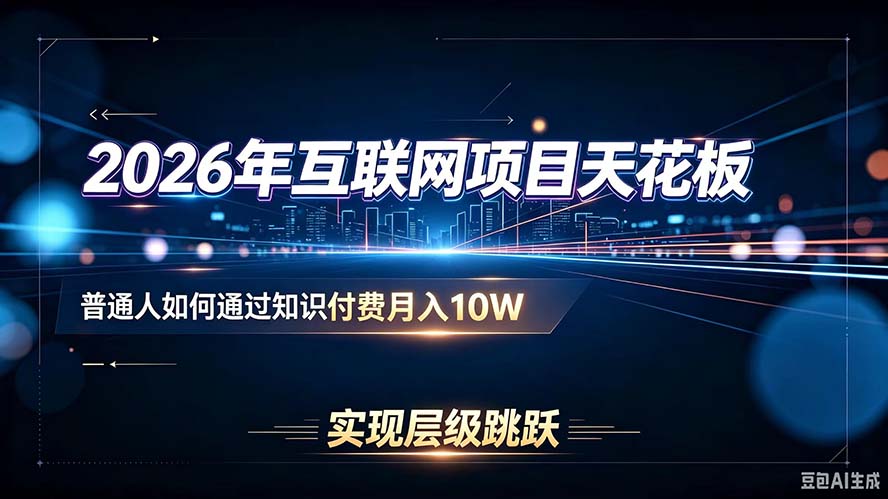 （20150期）2026年互联网项目天花板：普通人如何通过知识付费月入10W，实现层级跳跃-翌晨科技网