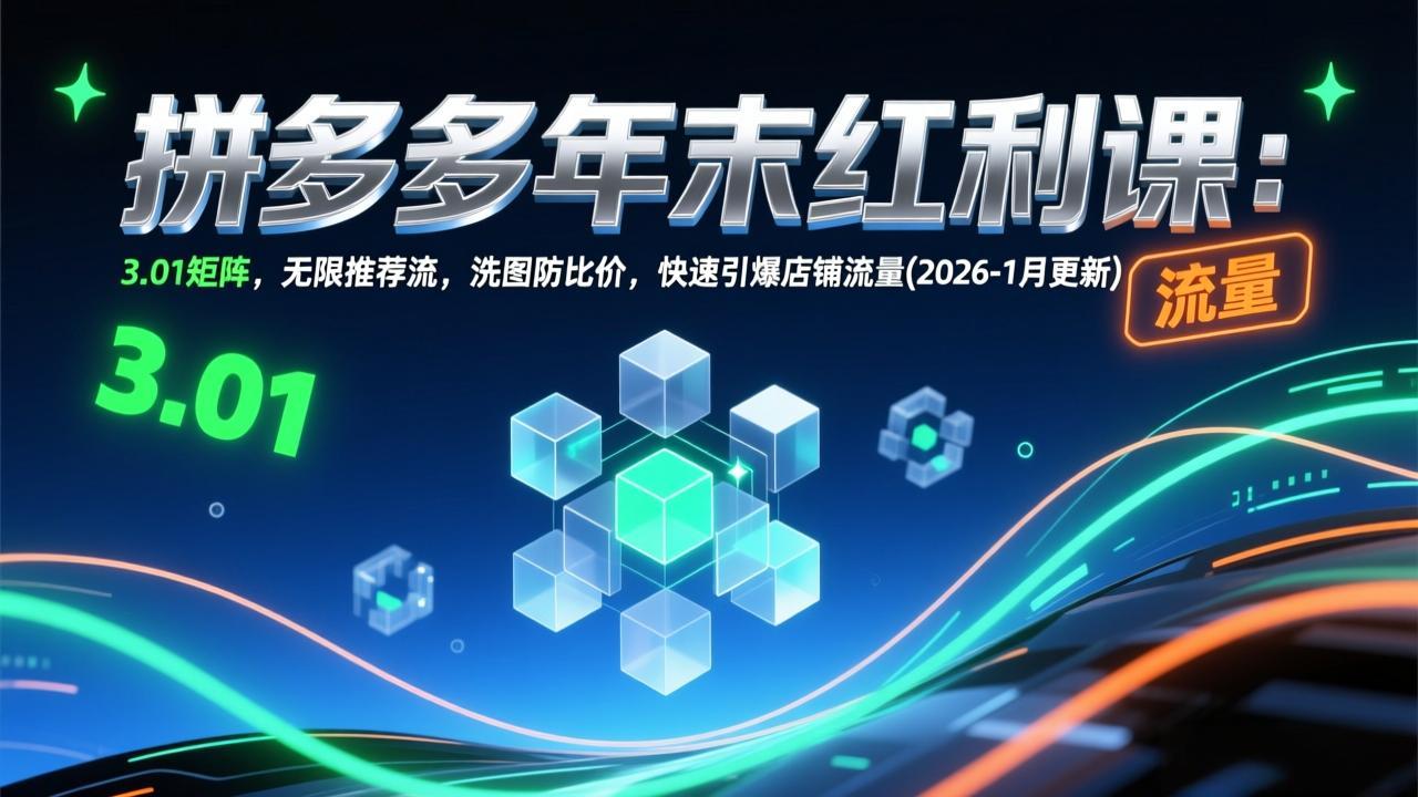 （17100期）拼多多年末红利课：3.01矩阵，无限推荐流，洗图防比价，快速引爆店铺流量(2026-1月更新)-翌晨科技网