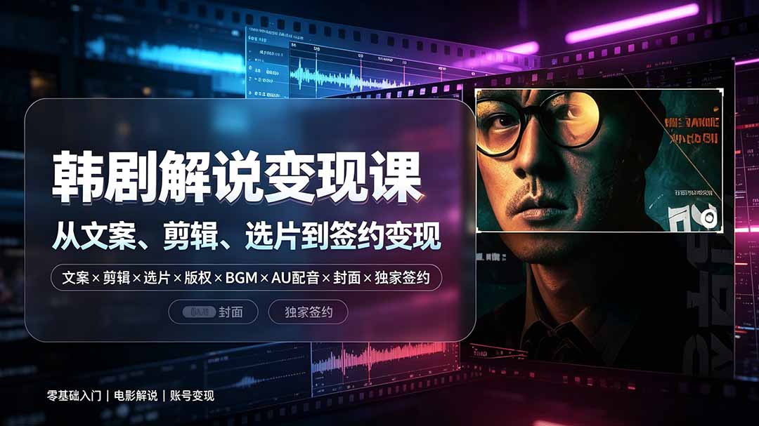 （19438期）抖音270W粉丝博主亲授韩剧解说课：文案×剪辑×选片×版权×BGM×AU配音×封面×独家签约，零基础到变现-翌晨科技网