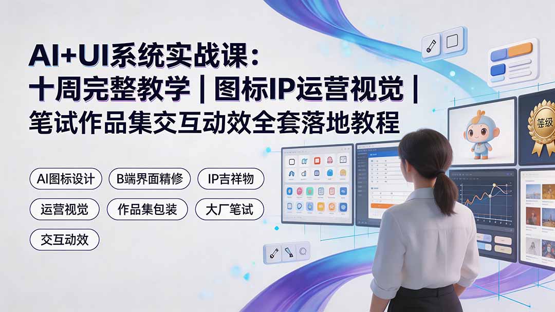 （19378期）AI+UI系统实战课：十周完整教学｜图标IP运营视觉｜笔试作品集交互动效全套落地教程-翌晨科技网