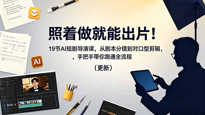 （18694期）照着做就能出片！19节AI短剧导演课，从剧本分镜到对口型剪辑，手把手带你跑通全流程（更新）-翌晨科技网