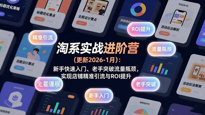 （17076期）淘系实战进阶营(更新2026-1月)：新手快速入门、老手突破流量瓶颈，实现店铺精准引流与ROI提升-翌晨科技网