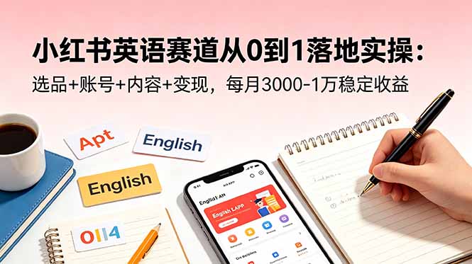 （18771期）小红书英语赛道从0到1落地实操：选品+账号+内容+变现，每月3000-1万稳定收益-翌晨科技网