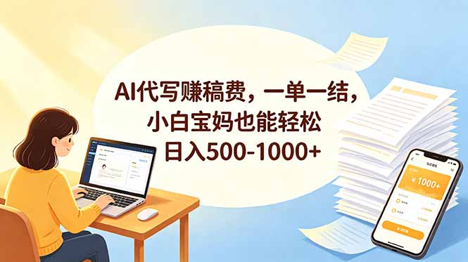 （18772期）AI代写赚稿费，一单一结，小白宝妈也能轻松日入500-1000+-翌晨科技网