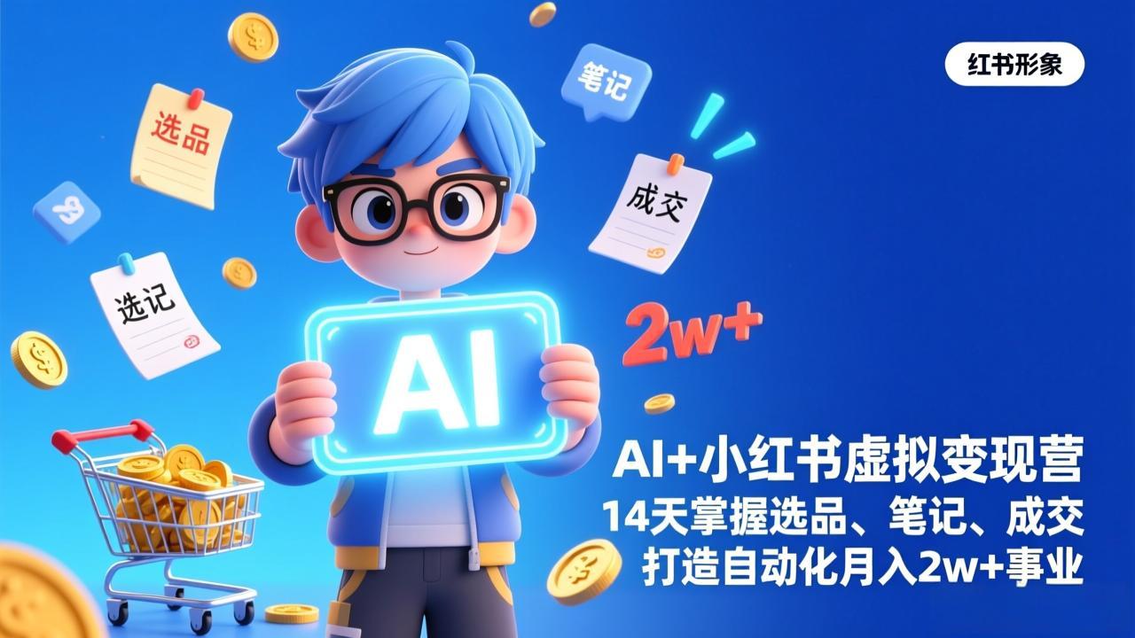 （17332期）AI+小红书虚拟变现营（完结），14天掌握选品、笔记、成交，打造自动化月入2w+事业-翌晨科技网