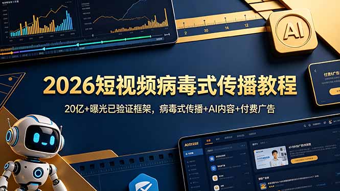 （18986期）2026短视频病毒式传播教程：20亿+曝光已验证框架，病毒式传播+AI内容+付费广告-翌晨科技网
