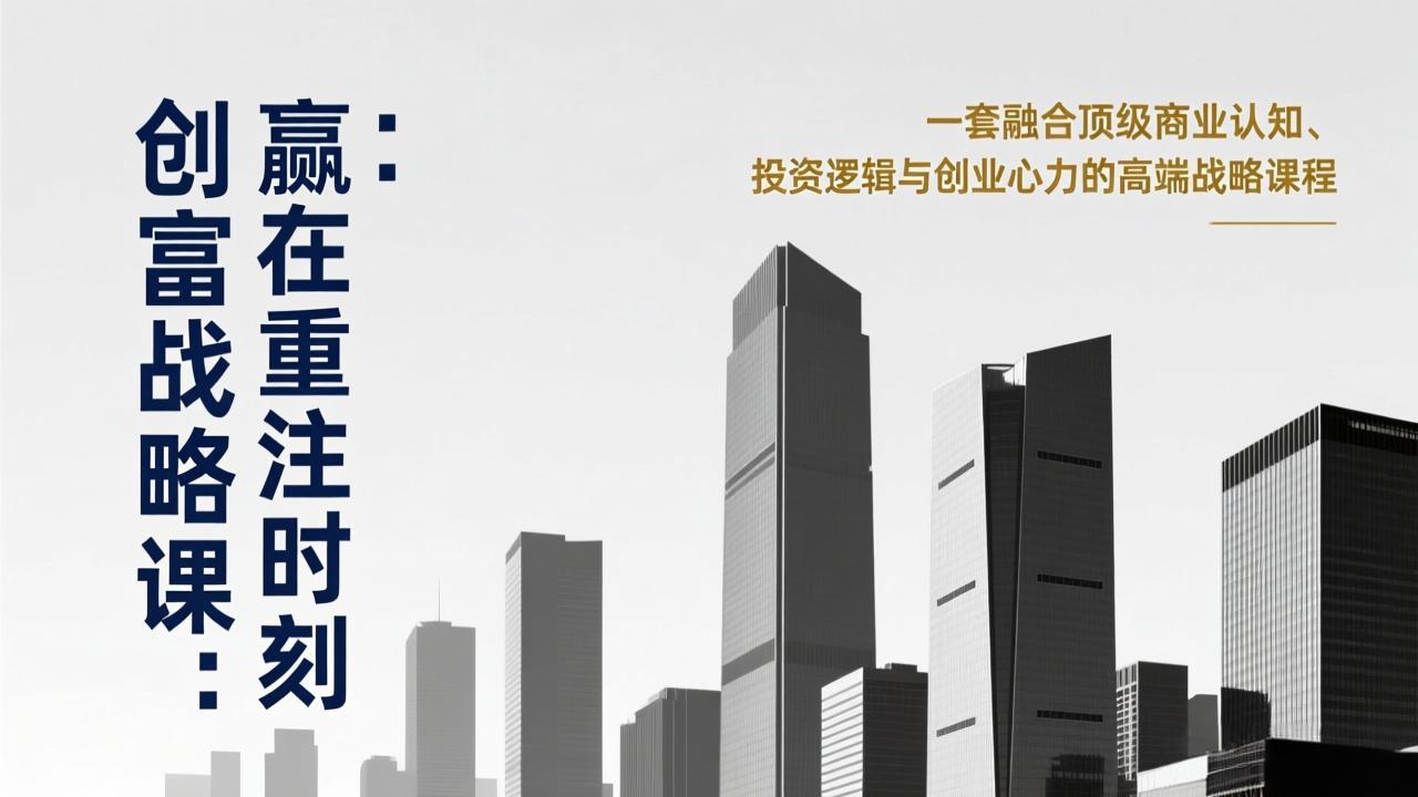 （17337期）《创富战略课：赢在重注时刻》一套融合顶级商业认知、投资逻辑与创业心力的高端战略课程-翌晨科技网