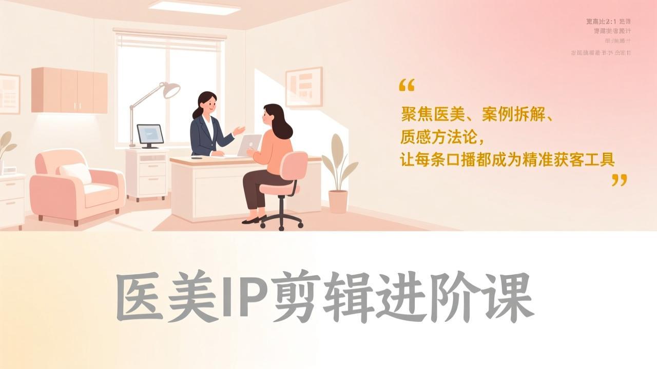 （17303期）医美IP剪辑进阶课，聚焦医美、案例拆解、质感方法论，让每条口播都成为精准获客工具-翌晨科技网