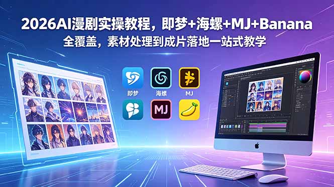 （18774期）2026AI漫剧实操教程，即梦+海螺+MJ+Banana全覆盖，素材处理到成片落地一站式教学-翌晨科技网