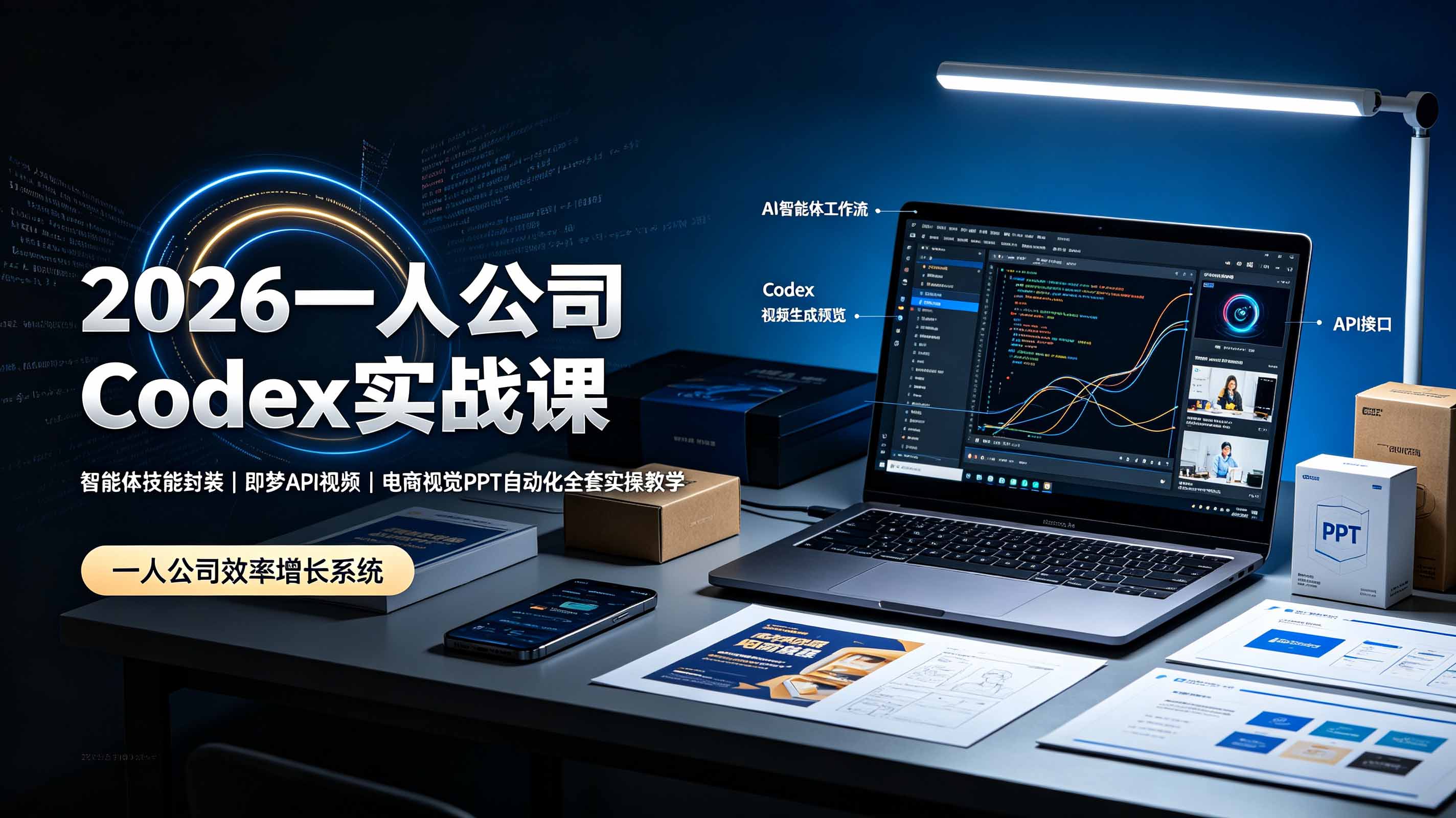 （19503期）2026一人公司Codex实战课◆智能体技能封装｜即梦API视频｜电商视觉PPT自动化全套实操教学-翌晨科技网