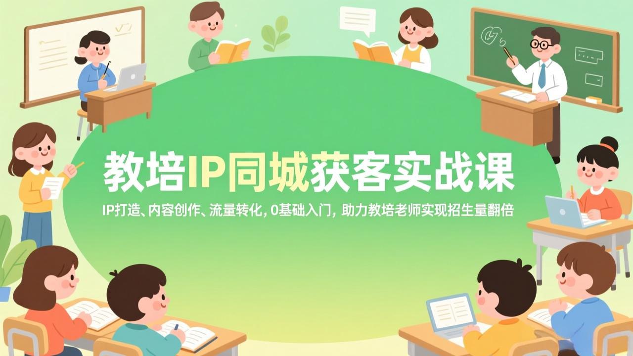 （17341期）教培IP同城获客实战课，IP打造、内容创作、流量转化，0基础入门，助力教培老师实现招生量翻倍-翌晨科技网