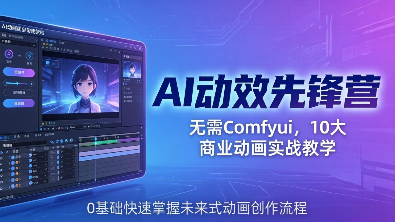 （18077期）AI 动效先锋营：无需Comfyui，10大商业动画实战教学，0基础快速掌握未来式动画创作流程-翌晨科技网