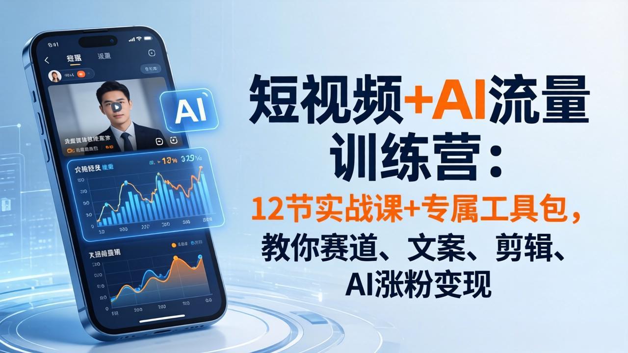 （18078期）短视频+AI流量训练营：12节实战课+专属工具包，教你赛道、文案、剪辑、AI涨粉变现-翌晨科技网
