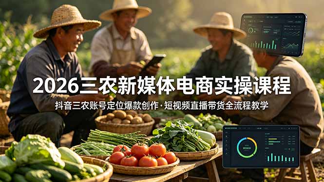 （18991期）2026三农新媒体电商实操课程：抖音三农账号定位爆款创作，短视频直播带货全流程教学-翌晨科技网