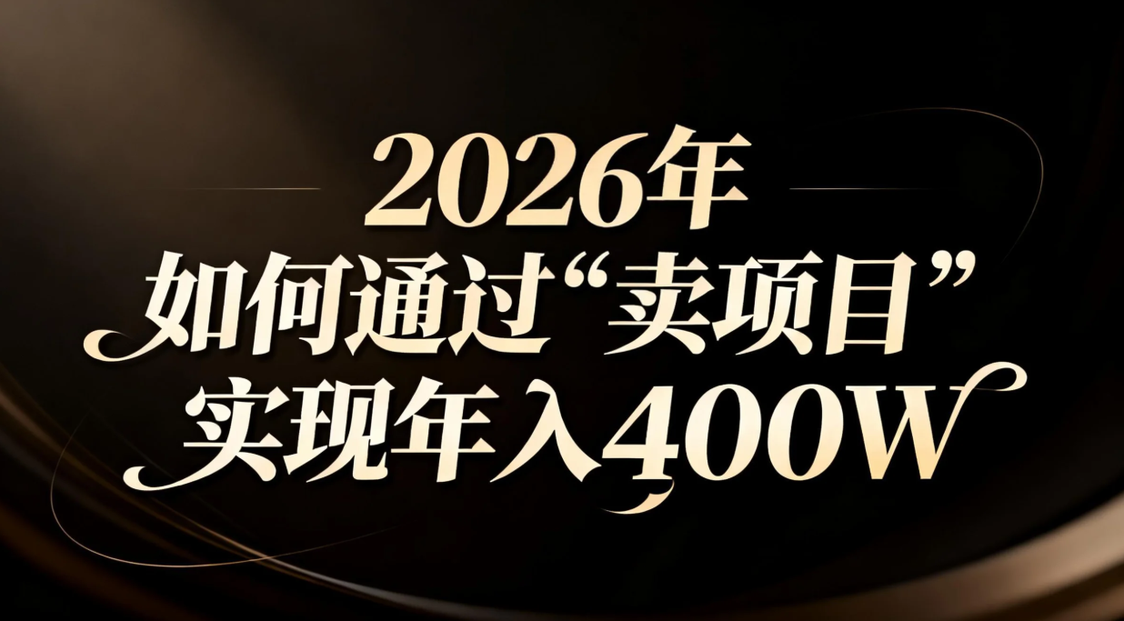 （16999期）2026年如何通过“卖项目”实现年入百万-翌晨科技网