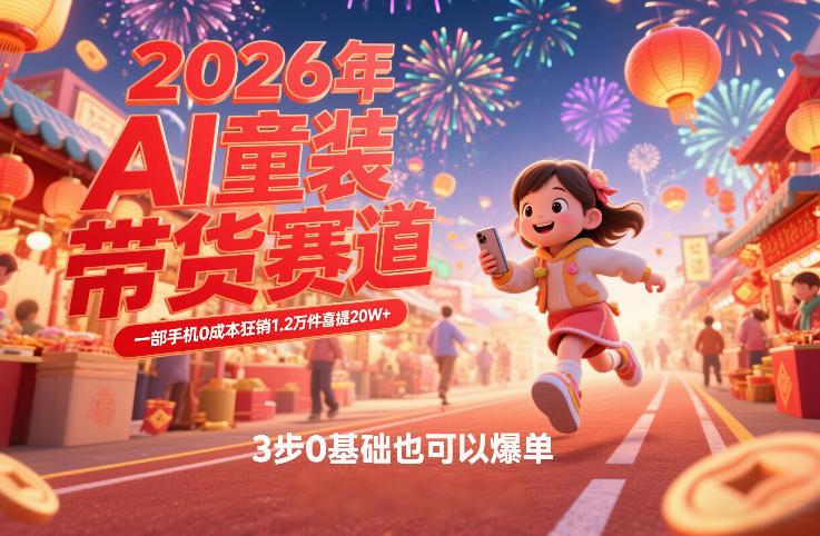 AI童装新春带货赛道,一部手机0成本狂销1.2万件喜提20W+,3步0基础也可以爆单-翌晨科技网