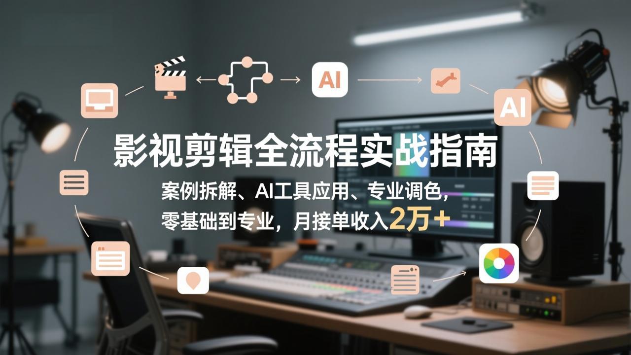 （17338期）影视剪辑全流程实战指南，案例拆解、AI工具应用、专业调色，零基础到专业，月接单收入2万+-翌晨科技网