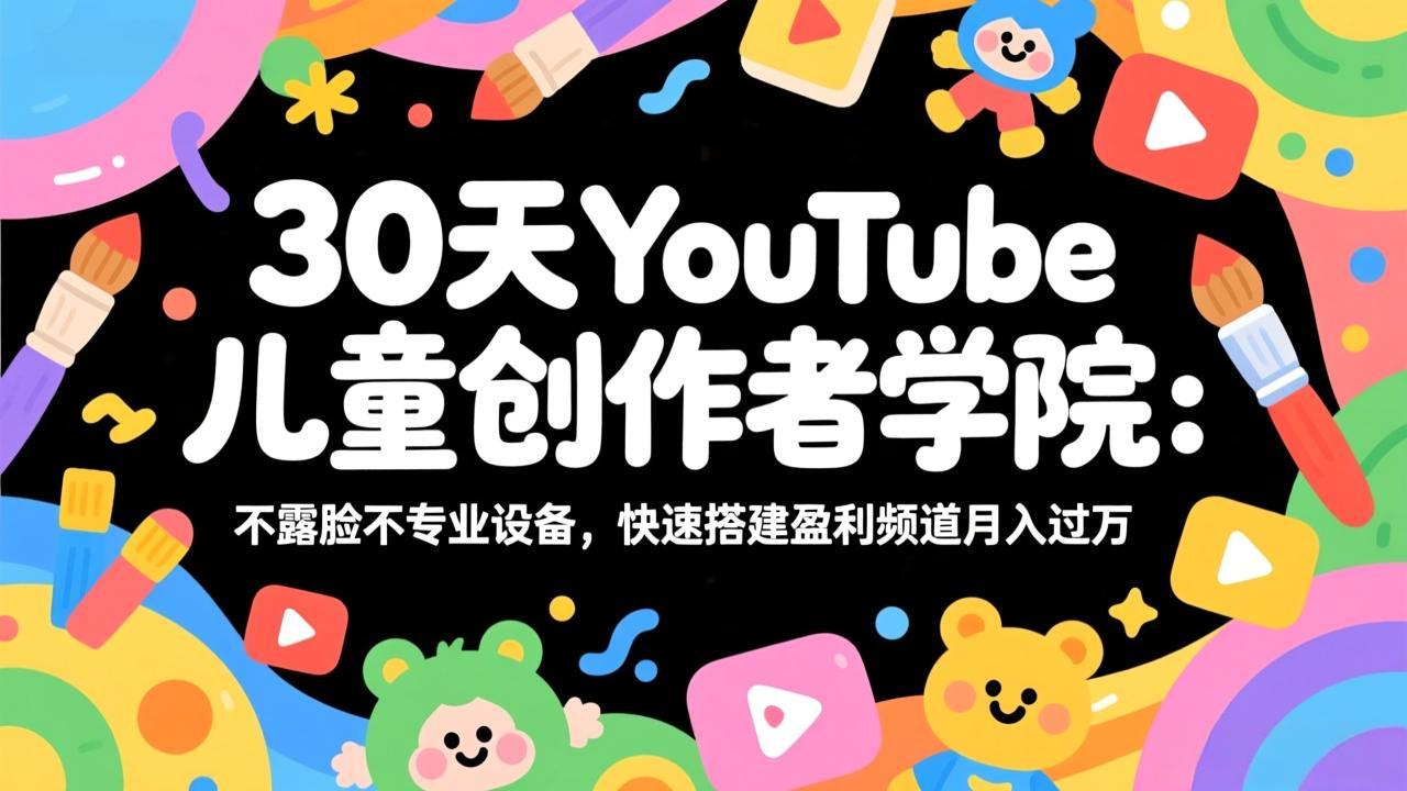 （17554期）30天YouTube儿童创作者学院：不露脸不专业设备，快速搭建盈利频道月入过万-翌晨科技网