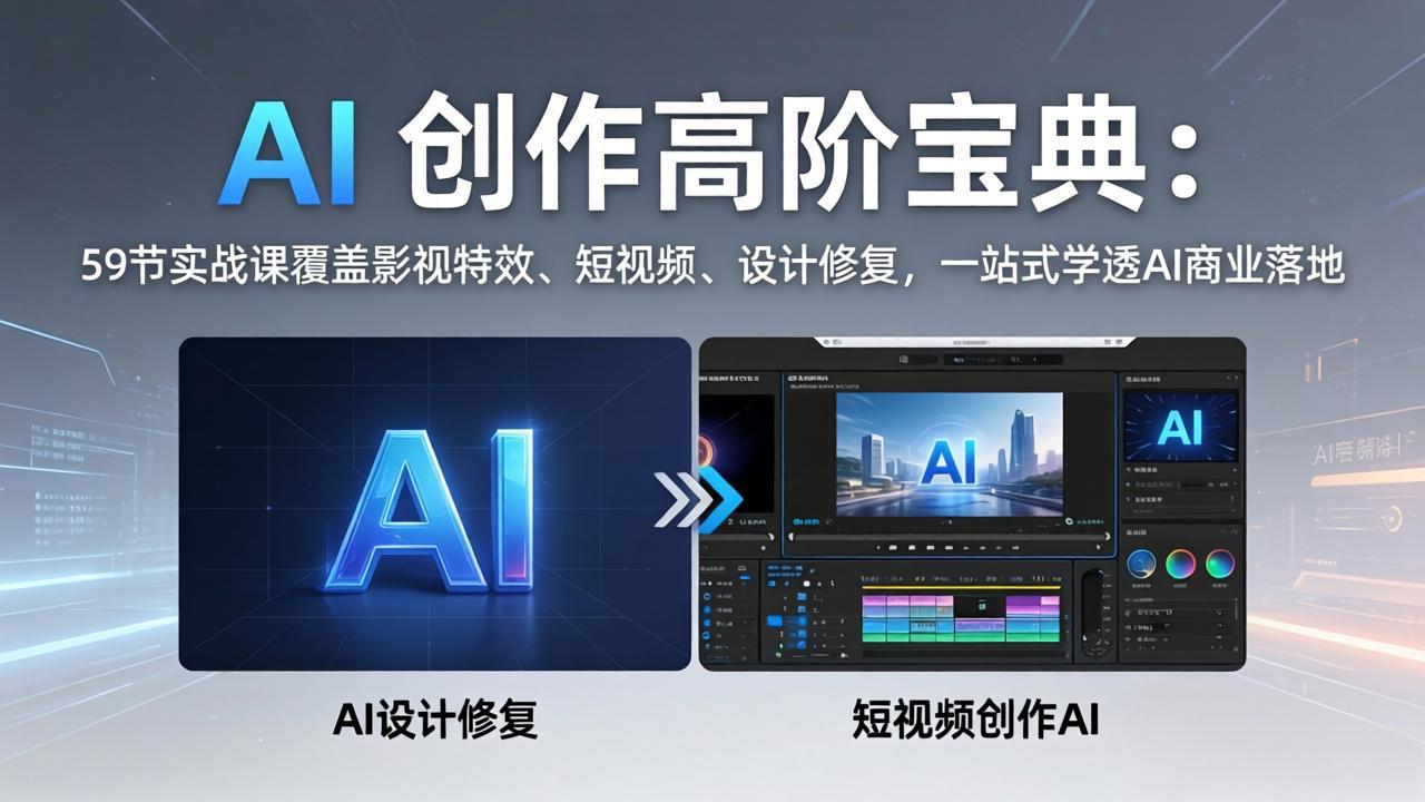 （17887期）AI 创作高阶宝典：59节实战课覆盖影视特效、短视频、设计修复，一站式学透AI商业落地-翌晨科技网