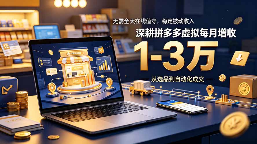 （19326期）无需全天在线值守，稳定被动收入，深耕拼多多虚拟每月增收 1-3 万-翌晨科技网