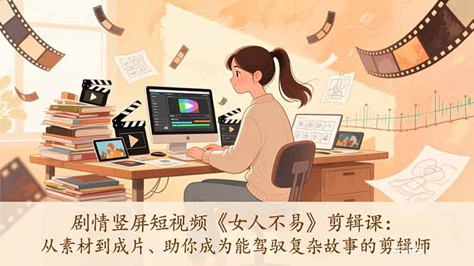 （17305期）剧情竖屏短视频《女人不易》剪辑课：从素材到成片、助你成为能驾驭复杂故事的剪辑师-翌晨科技网