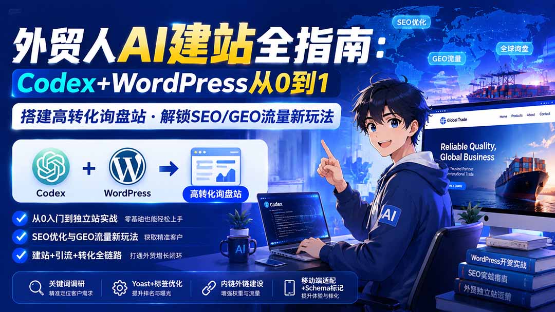 （19818期）外贸人AI建站全指南：Codex+WordPress从0到1·搭建高转化询盘站·解锁SEO/GEO流量新玩法-更新-翌晨科技网