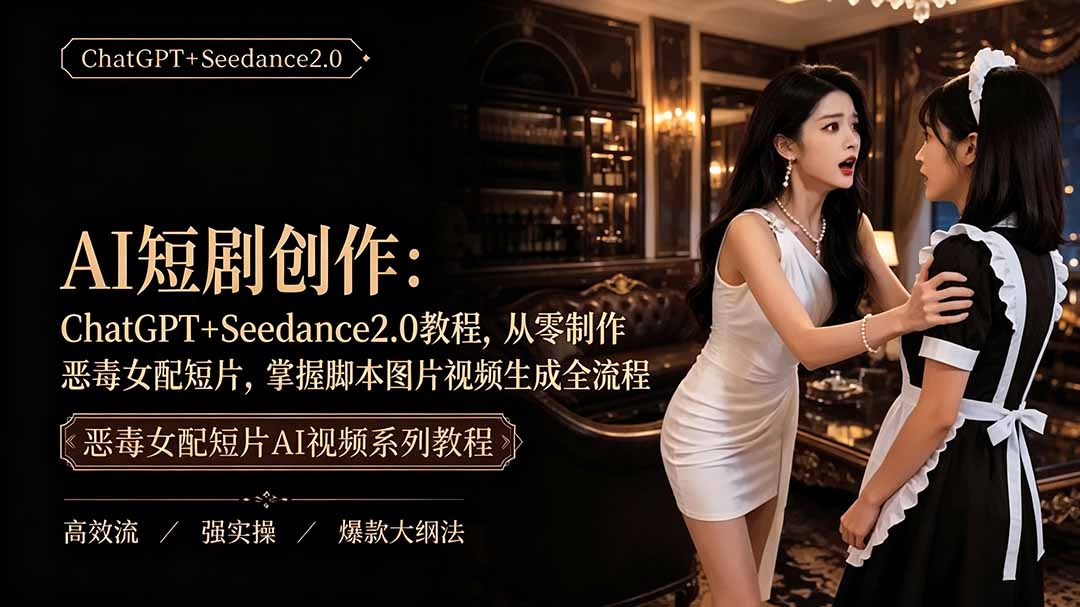 （19545期）AI短剧创作：ChatGPT+Seedance2.0教程，从零制作恶毒女配短片，掌握脚本图片视频生成全流程-翌晨科技网