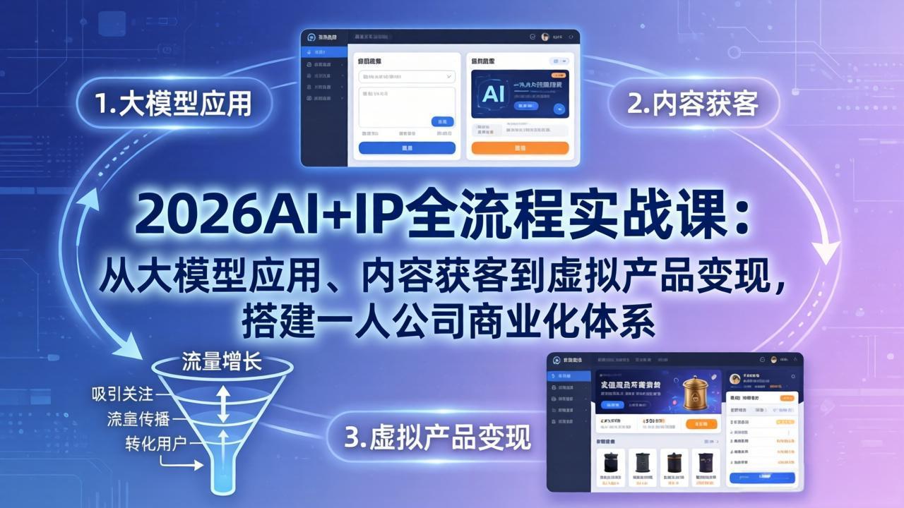 （17863期）2026AI+IP全流程实战课：从大模型应用、内容获客到虚拟产品变现，搭建一人公司商业化体系-翌晨科技网