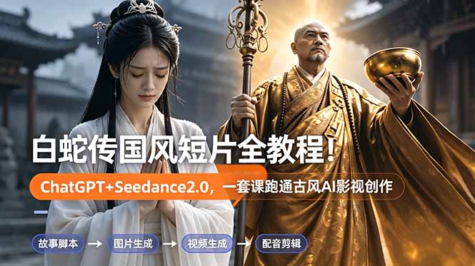 （18737期）白蛇传-国风短片全教程！ChatGPT+Seedance2.0，一套课跑通古风AI影视创作-翌晨科技网