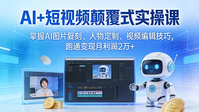 （17454期）AI+短视频颠覆式实操课：掌握AI图片复刻、人物定制、视频编辑技巧，跑通变现月利润2万+-翌晨科技网