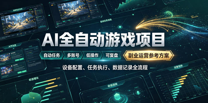 （19365期）AI全自动游戏躺賺副业：日入几百，稳定运行三年的项目！-翌晨科技网