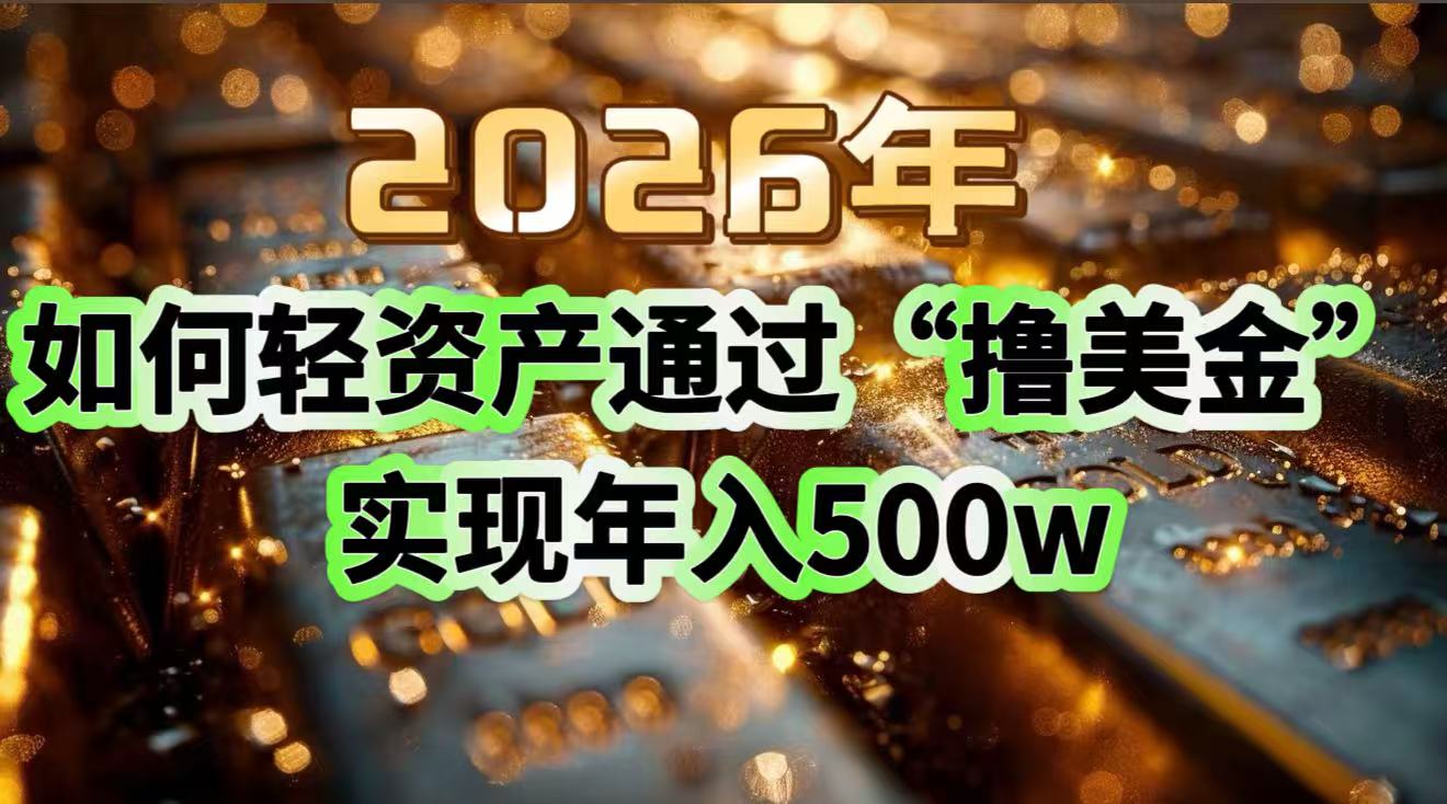 （17033期）2026年如何轻资产通过“撸美金”实现年入500w-翌晨科技网