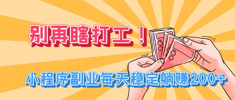 （19736期）别再瞎打工！小程序副业每天稳定躺赚200+-翌晨科技网