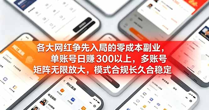（19092期）各大网红争先入局的零成本副业，单账号日赚 300 以上，多号矩阵可放大，模式合规长久稳定！-翌晨科技网