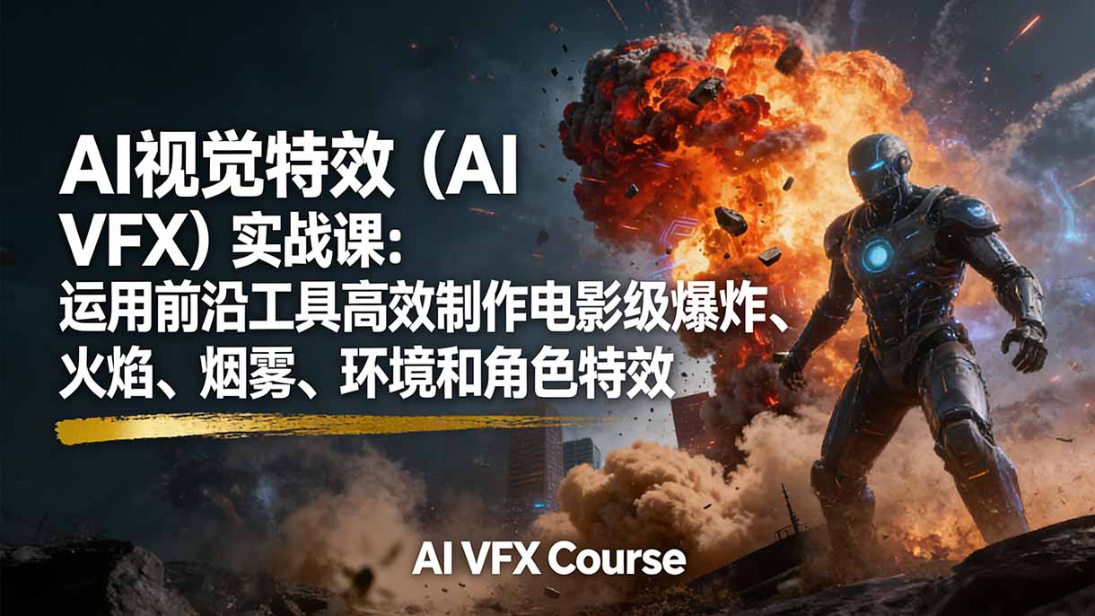 （17212期）AI视觉特效（AI VFX）实战课：运用前沿工具高效制作电影级爆炸、火焰、烟雾、环境和角色特效-翌晨科技网