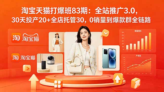（18920期）2026淘宝天猫打爆班83期：全站推广3.0，30天投产20+全店托管30，0销量到爆款群全链路-翌晨科技网