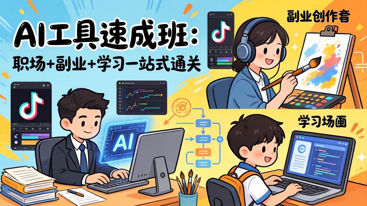 （17650期）AI工具速成班：职场+副业+学习一站式通关，20+爆款类型+剪映技巧+抖音算法，0基础快速上手-翌晨科技网
