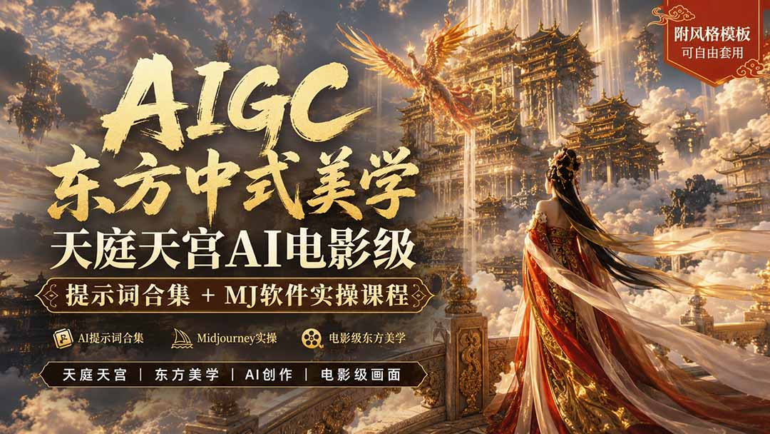 （19998期）AIGC东方中式美学天庭天宫AI电影级提示词合集+MJ软件实操课程-翌晨科技网