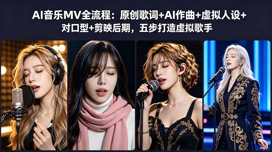 （18710期）AI音乐MV全流程：原创歌词+AI作曲+虚拟人设+对口型+剪映后期，五步打造虚拟歌手-翌晨科技网