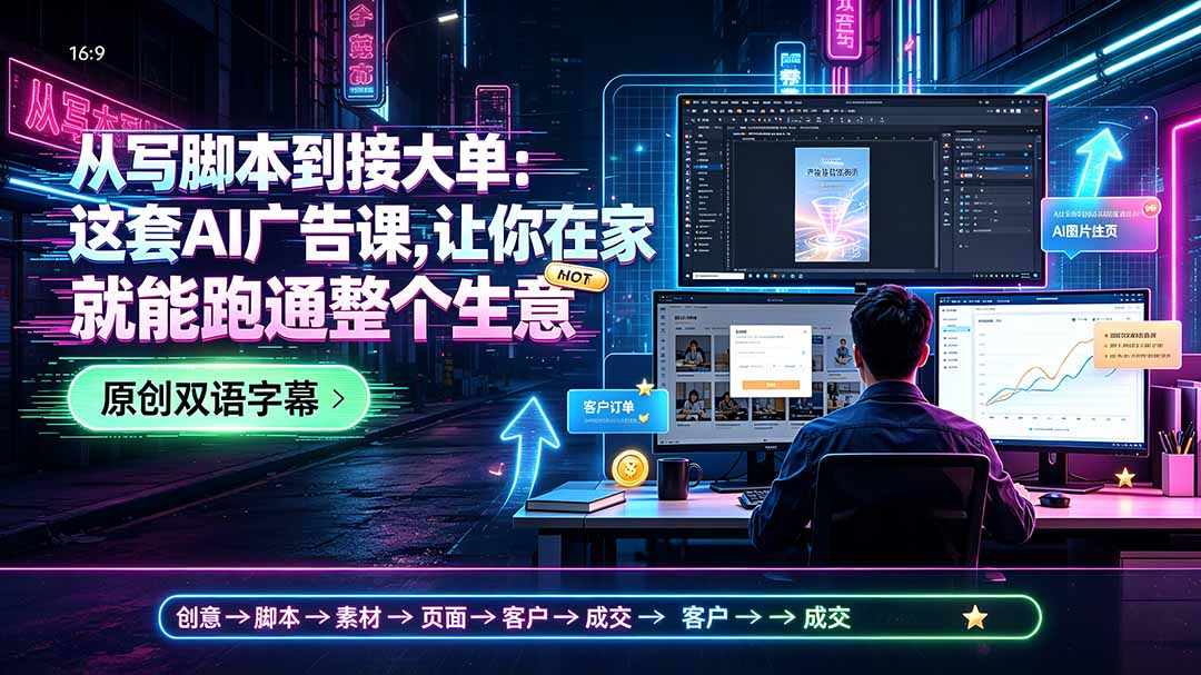 （19318期）从写脚本到接大单：这套AI广告课，让你在家就能跑通整个生意【原创双语字幕】-翌晨科技网