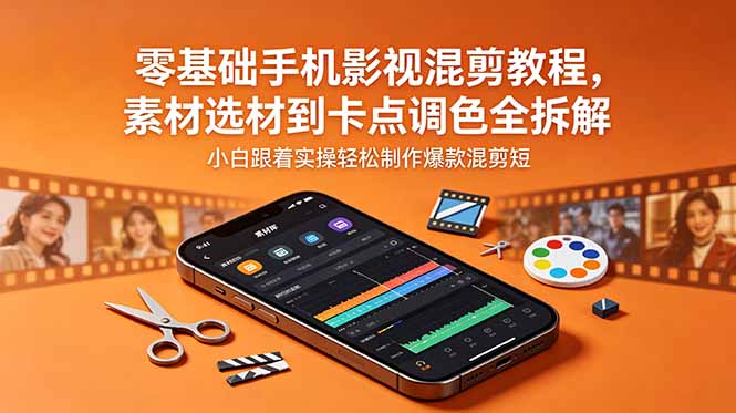 （18750期）零基础手机影视混剪教程，素材选材到卡点调色全拆解，小白跟着实操轻松制作爆款混剪短片-翌晨科技网