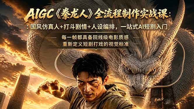 （18849期）AIGC《豢龙人》全流程制作实战课：国风仿真人+打斗剧情+人设编排，一站式AI短剧入门-翌晨科技网