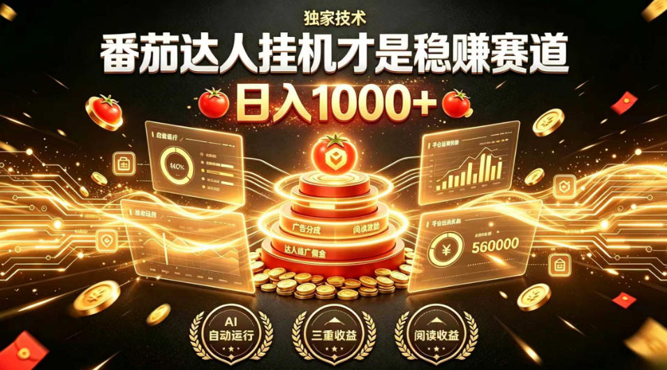 别再瞎找副业！番茄达人挂G才是稳賺赛道，日入1000+，全程傻瓜式操作，可矩阵放大【揭秘】-翌晨科技网